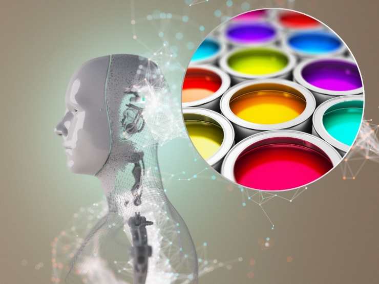 robot e vaschette di colori